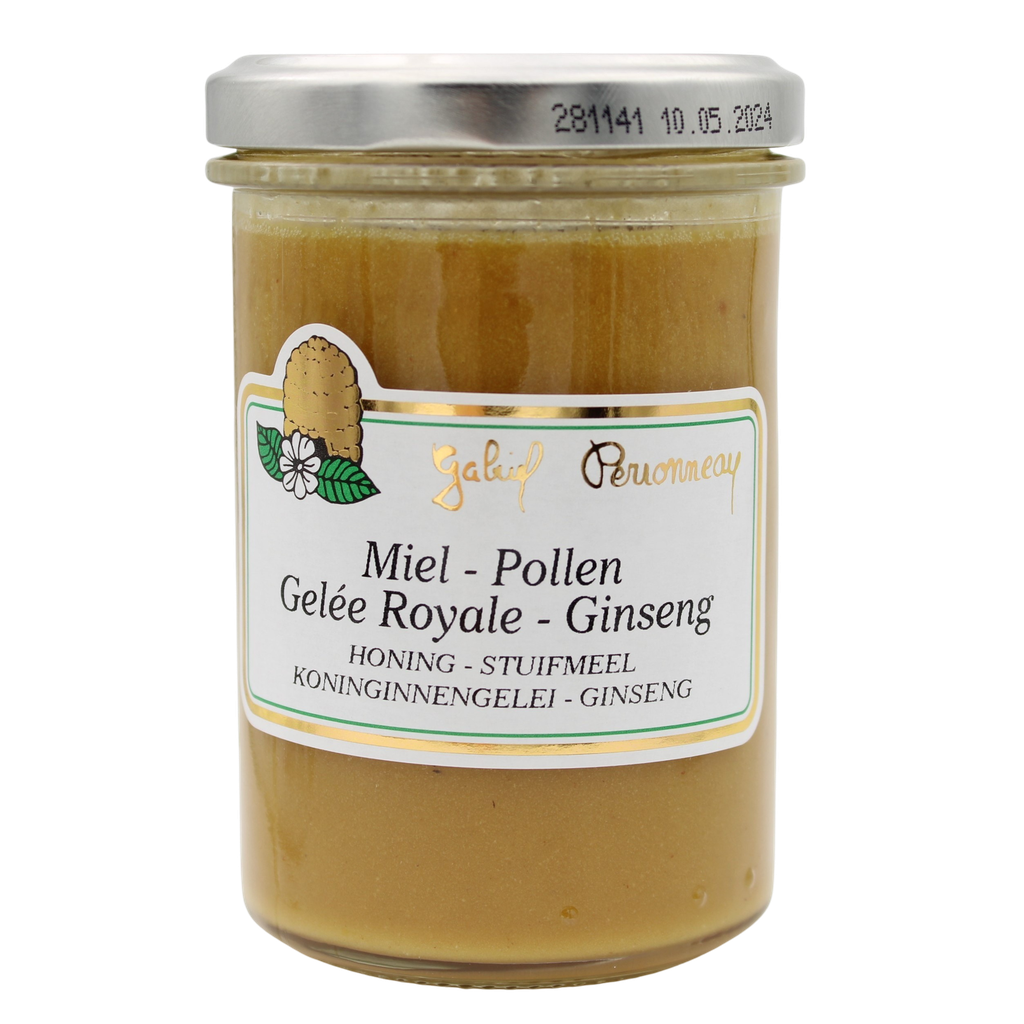 Miel (220g) + pollen (15g) + gelée royale (10g) + ginseng (5g) NON-BIO 6 x 250 gr