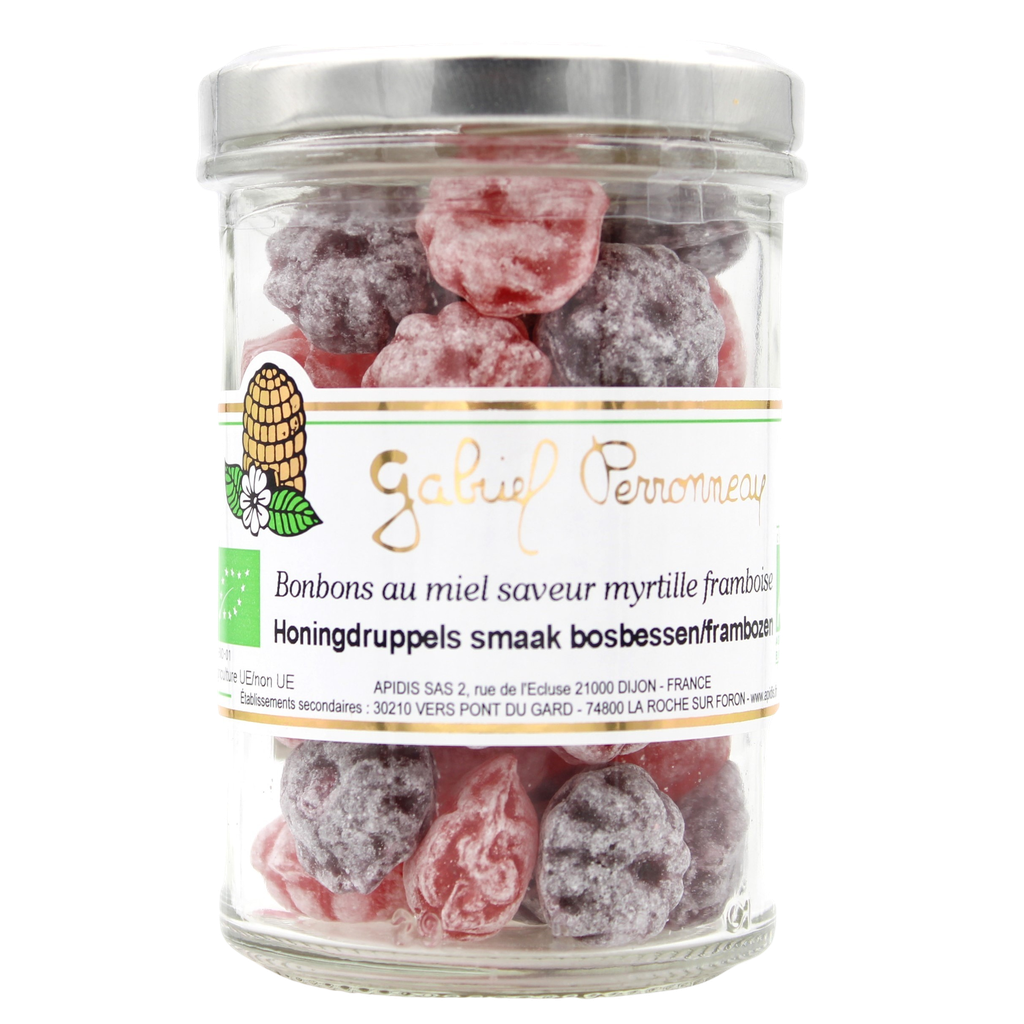 Bonbons myrtille/framboise BIO 150 gr — Carton de 6 pces
