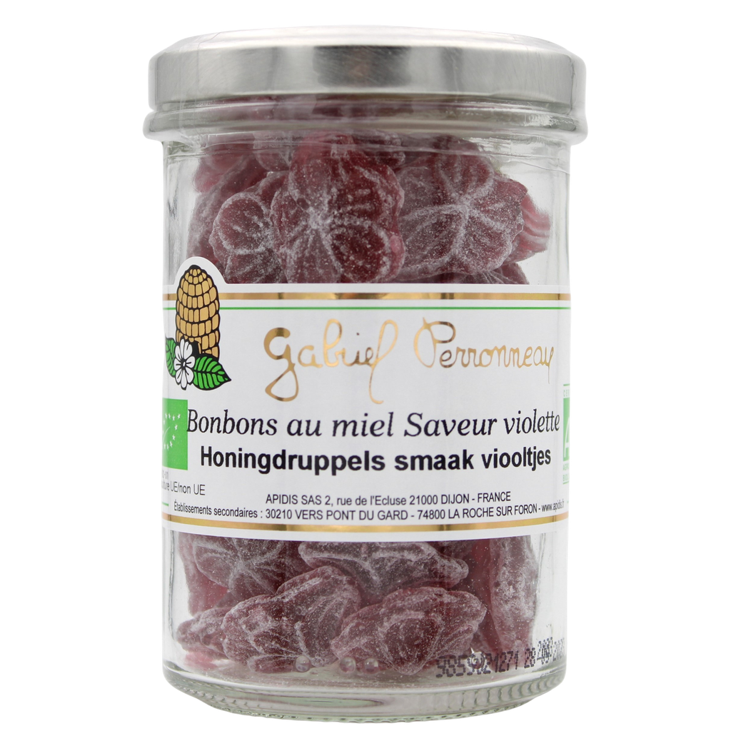 Bonbons fleur miel/violette BIO 130 gr — Carton de 6 pces