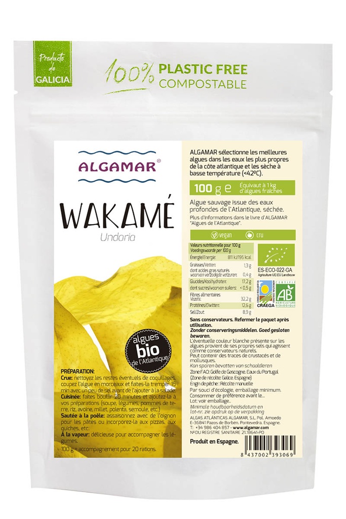 Algue WAKAME BIO 100 gr — Carton de 6 pces