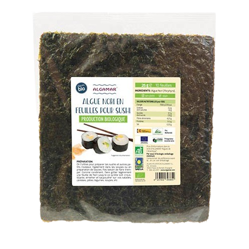 Algue NORI en feuilles pour sushi BIO — Carton de 15 pces