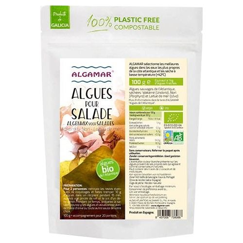 Algues pour salade Wakame-Nori-Laitue de mer BIO 5 x 100 gr