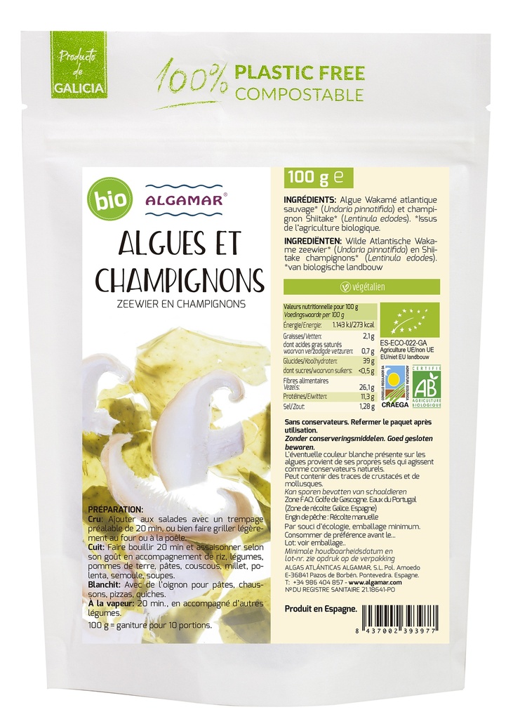 Algues et Champignons BIO 100 gr                           — Carton de 6 pces