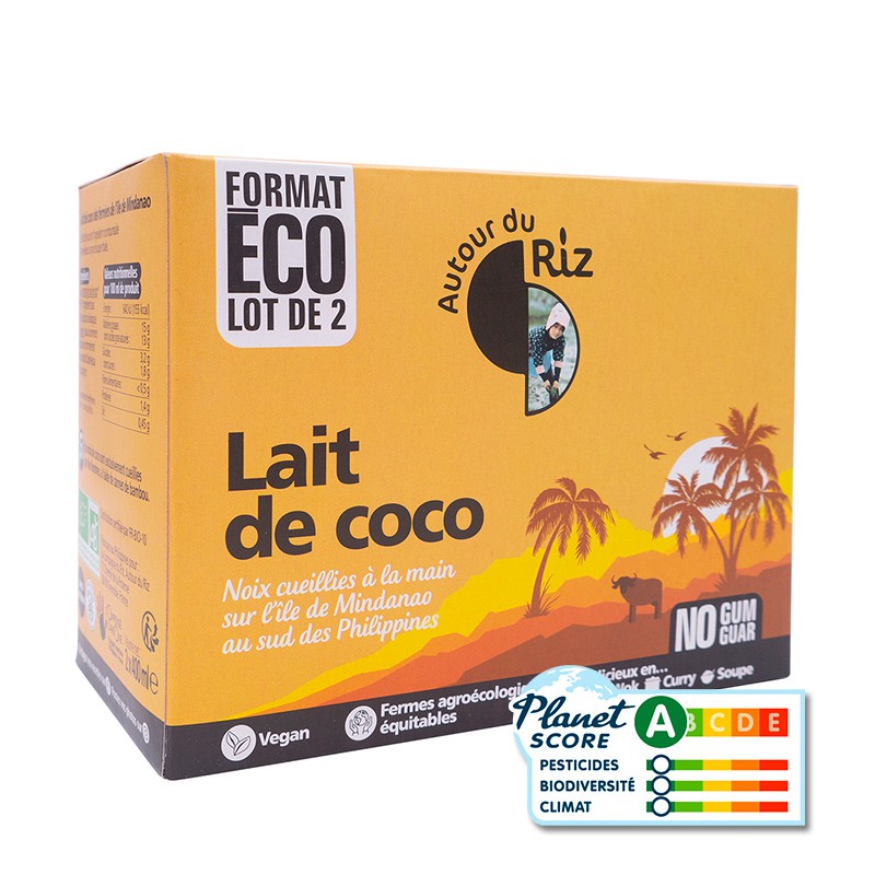Lait de coco format éco commerce équitable BIO 12 x (2 x 400 ml)