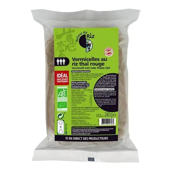 Vermicelles de riz thaï rouge BIO 12  x 240 gr