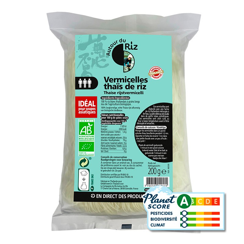 Vermicelles de riz thaï blanc BIO 10  x 200 gr