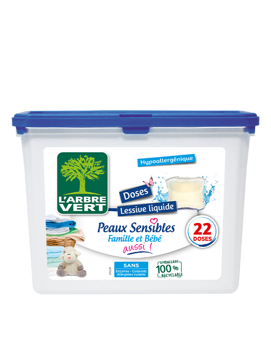 Capsules lessive liquide peaux sensibles 8 x 22 doses