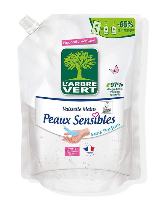 Recharge vaisselle mains peaux sensibles 6 x 1 L