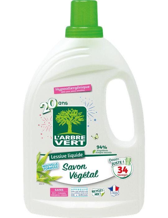 Lessive liquide végétale 6 x 1,53 L - 34 lavages