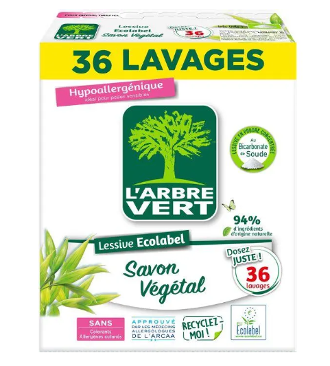Lessive poudre végétale 5 x 1,8 kg - 36 lavages
