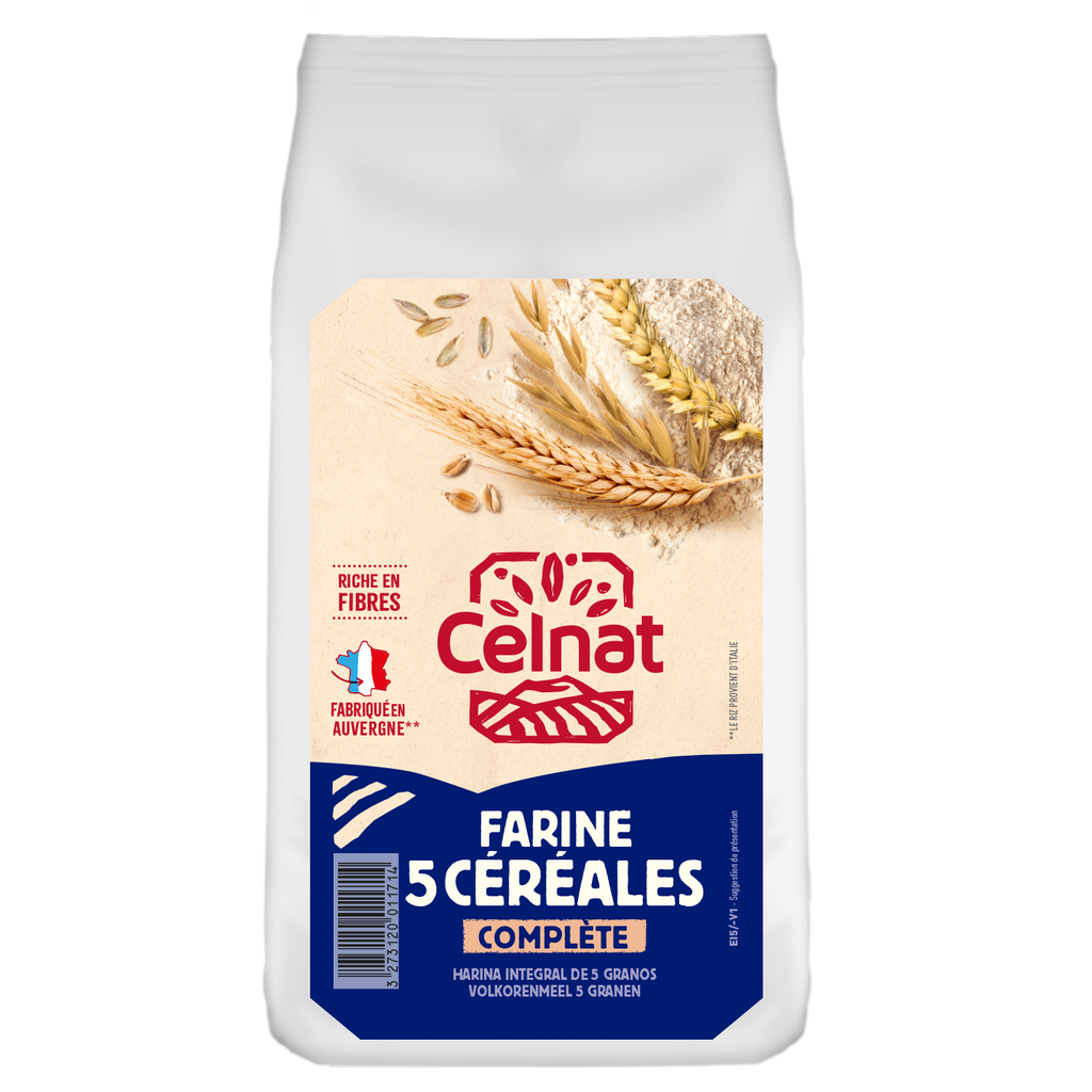 Farine complète 5 céréales BIO 1 kg — Carton de 6 pces