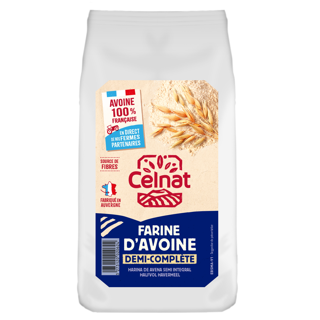 Farine avoine demi-complète BIO 500 gr — Carton de 6 pces