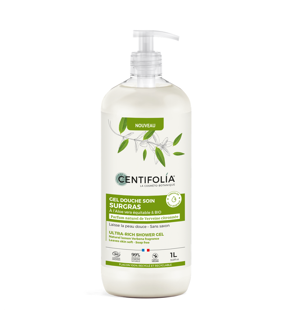 Gel douche soin surgras - Verveine citronnée BIO 1L — Carton de 9 pces