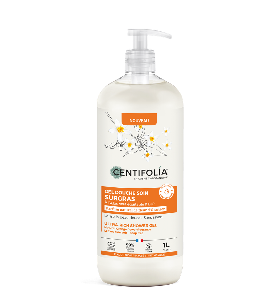 Gel douche soin surgras - Fleurs d'oranger BIO 1L — Carton de 9 pces