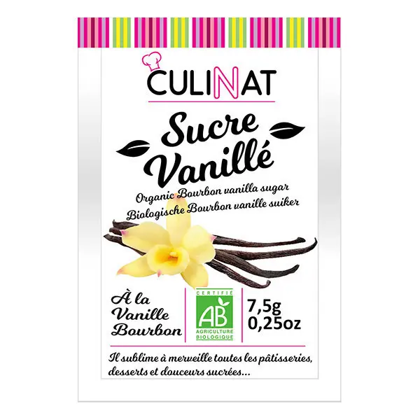 Sucre naturel à la vanille Bourbon BIO 20 x (8 x 7,5 gr)