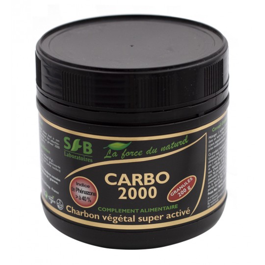 Carbo 2000 Granules - Charbon végétal poudre super activé +sucre (1265/20) 3 x 200 gr