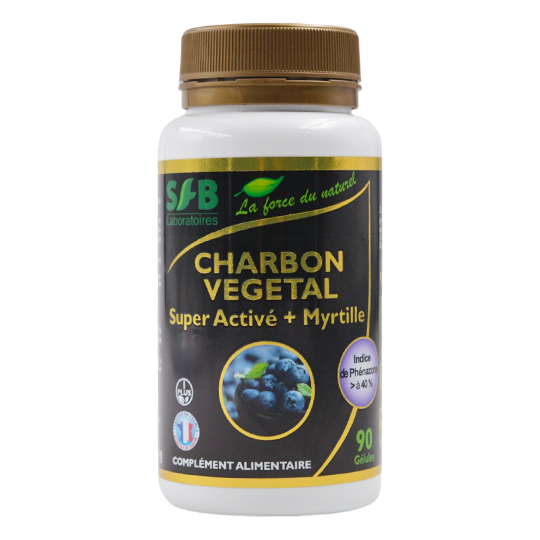 Charbon végétal super activé + myrtilles 3 x 120 gélules (NUT 1265/10)