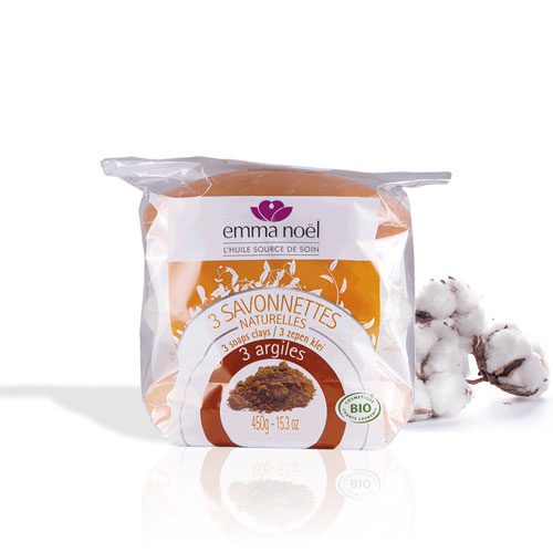 Savonnette argile 3 coul. BIO 6 x (3x150g) 