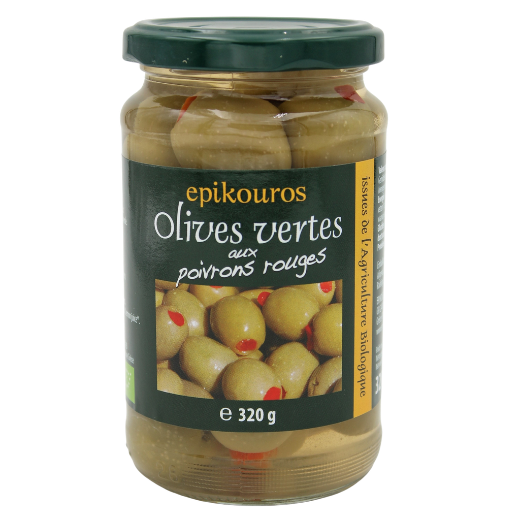 Olives vertes farcies aux poivrons BIO 6 x 340 ml