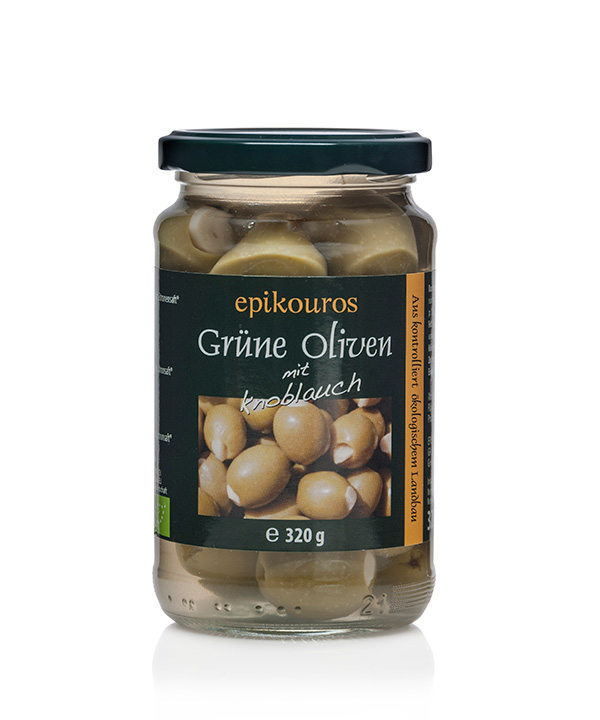 Olives vertes farcies à l'ail BIO 6 x 340 ml