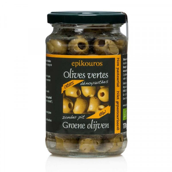 Olives vertes crues dénoyautées BIO 6 x 170 gr