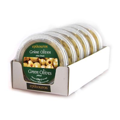 Barquette olives vertes sans noyaux — Carton de 6 pces