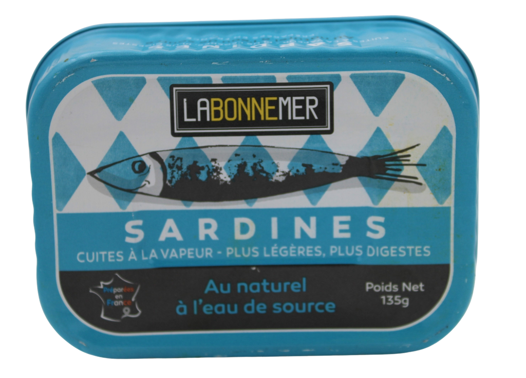 Sardines au naturel, à l'eau de source BIO 12 x 135 gr
