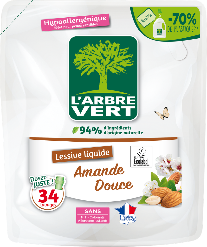 Recharge lessive liquide amande douce 6 x 1,53 L