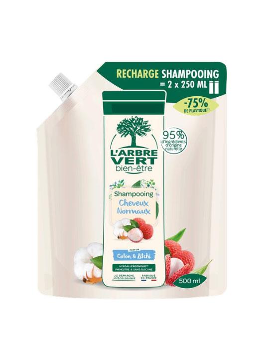 Recharge Shampooing cheveux Normaux Coton & Litchi 6 x 500ml