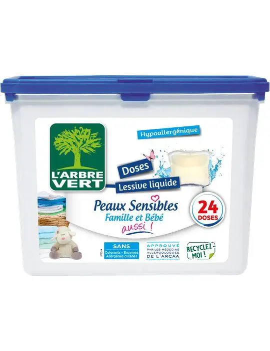 Capsules lessive liquide peaux sensibles 8 x 24 doses