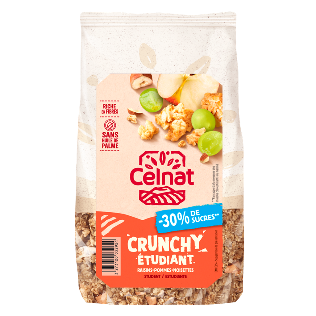 Crunchy étudiant -30% sucre BIO 6 x 400gr