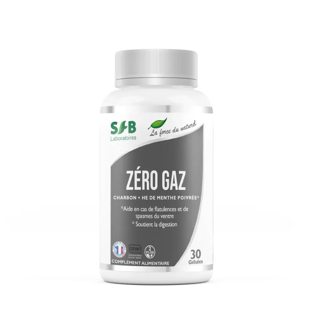 Zero'Gaz - Charbon + HE Menthe poivrée 3 x 30 gélules