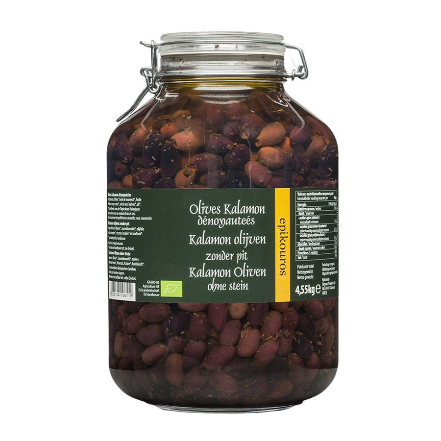 Olives noires Kalamata sans noyaux BIO 4,55kg