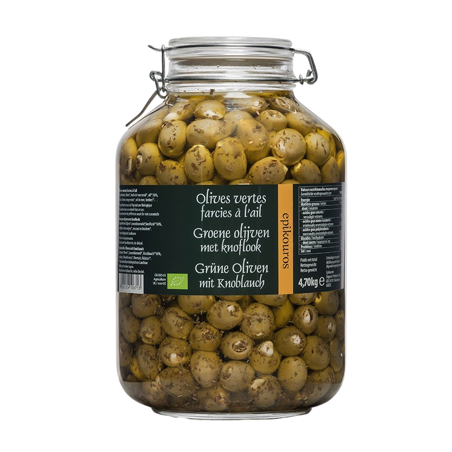 Olives vertes farcies à l'ail BIO 4,7kg