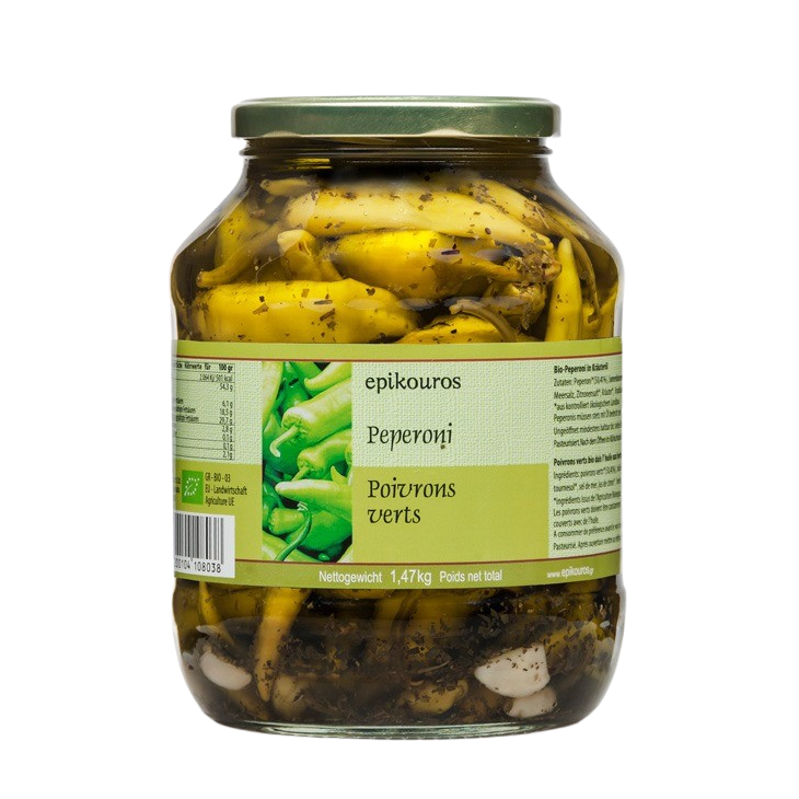 Piments verts doux marinés à l'huile aux herbes BIO 1,47kg