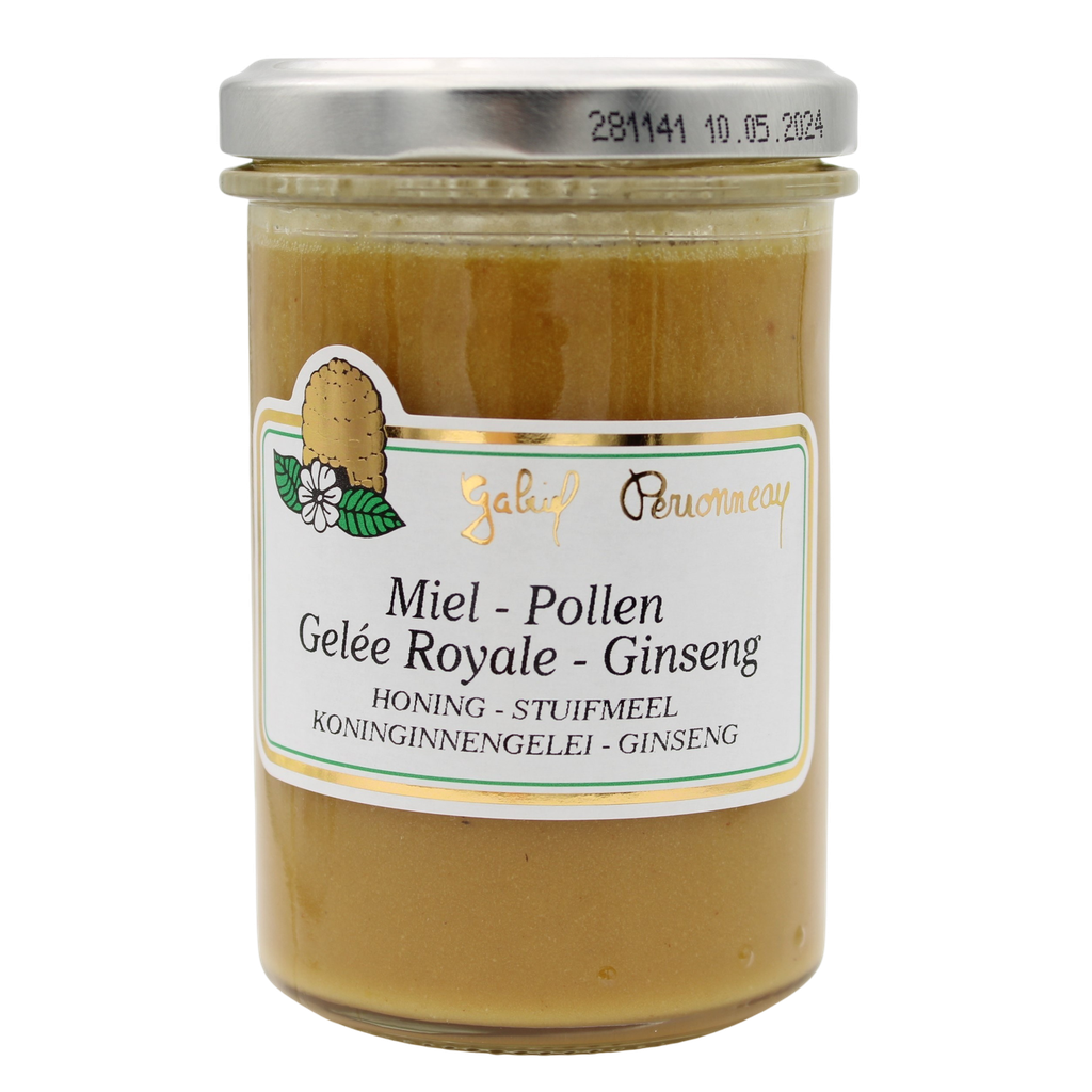 Miel (220g) + pollen (15g) + gelée royale (10g) + ginseng (5g) NON-BIO 250 gr