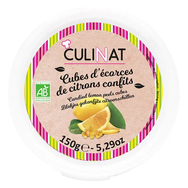 Cubes d'écorces de citrons confits BIO 150 gr