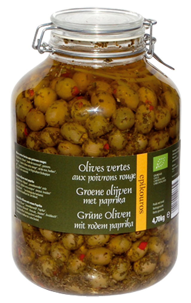 Olives vertes farcies aux poivrons rouges BIO 4,7kg