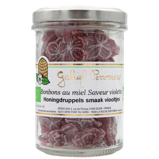 [A5059014] Bonbons fleur miel/violette BIO 130 gr — Carton de 6 pces