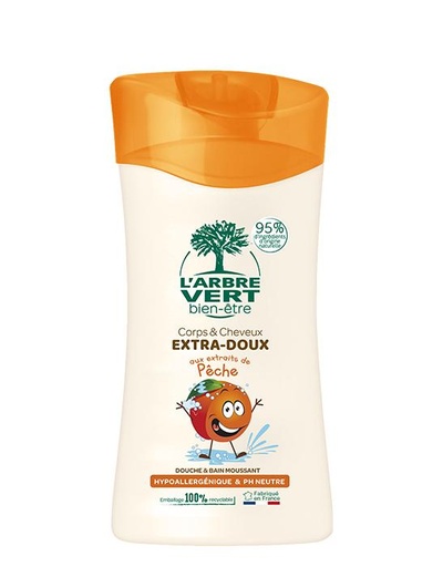 [AV28476] Corps & cheveux 2 en 1 (bain et douche) enfants aux extraits de Pêche  6 x 250ml