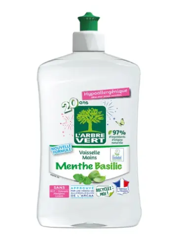 [AV30027] Liquide vaisselle mains Menthe Basilic 12 x 500ml