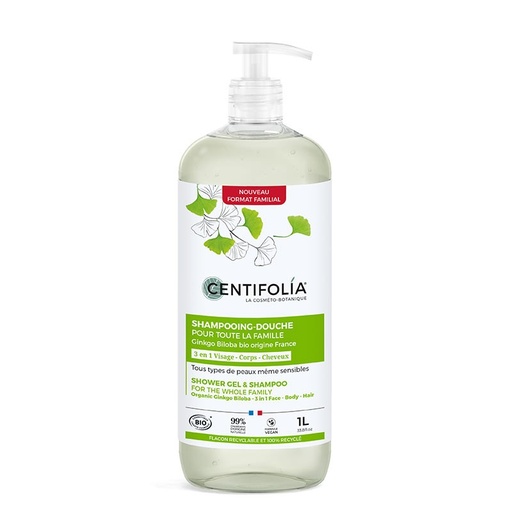 [CEN029970] Shampooing douche pour la famille BIO 1L — Carton de 9 pces
