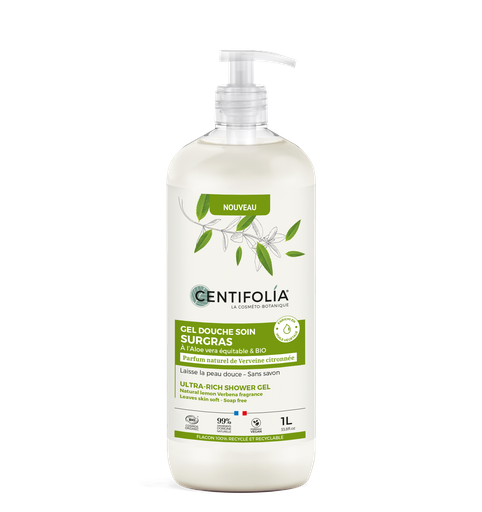 [CEN1124] Gel douche soin surgras - Verveine citronnée BIO 1L — Carton de 9 pces