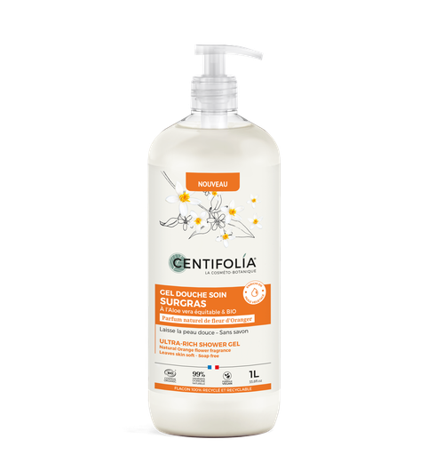 [CEN1125] Gel douche soin surgras - Fleurs d'oranger BIO 1L — Carton de 9 pces