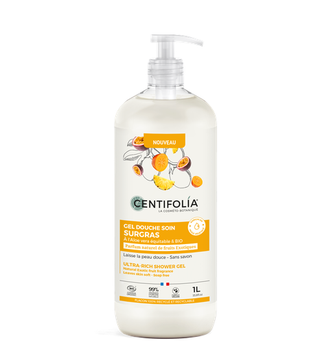 [CEN1126] Gel douche soin surgras - Fruits exotiques BIO 1L — Carton de 9 pces