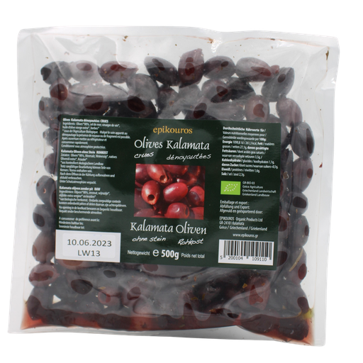 [EPI4350V] Olives Kalamata crues dénoyautées BIO 2 x 500 gr