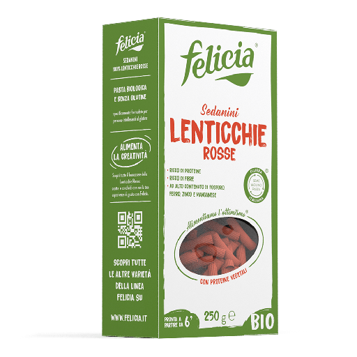 [FEL502] Sedanini de lentilles corail BIO 250 gr — Carton de 12 pces