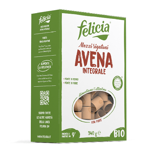 [FEL518] Avena Mezzi Rigaoni BIO 340 gr — Carton de 8 pces