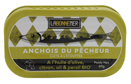 [LBM051] Anchois du Pêcheur , huile d'olive, citron, ail BIO 11 x 69 gr