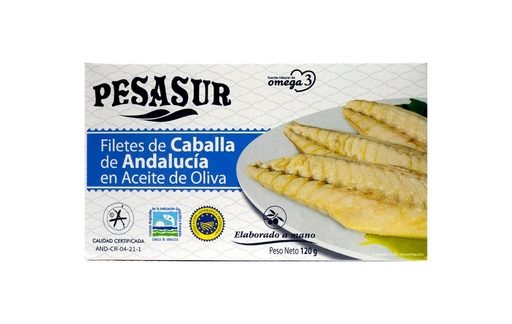 [PES2010] Filets de maquereau à l'huile d'olive BIO 10 x 120 gr
